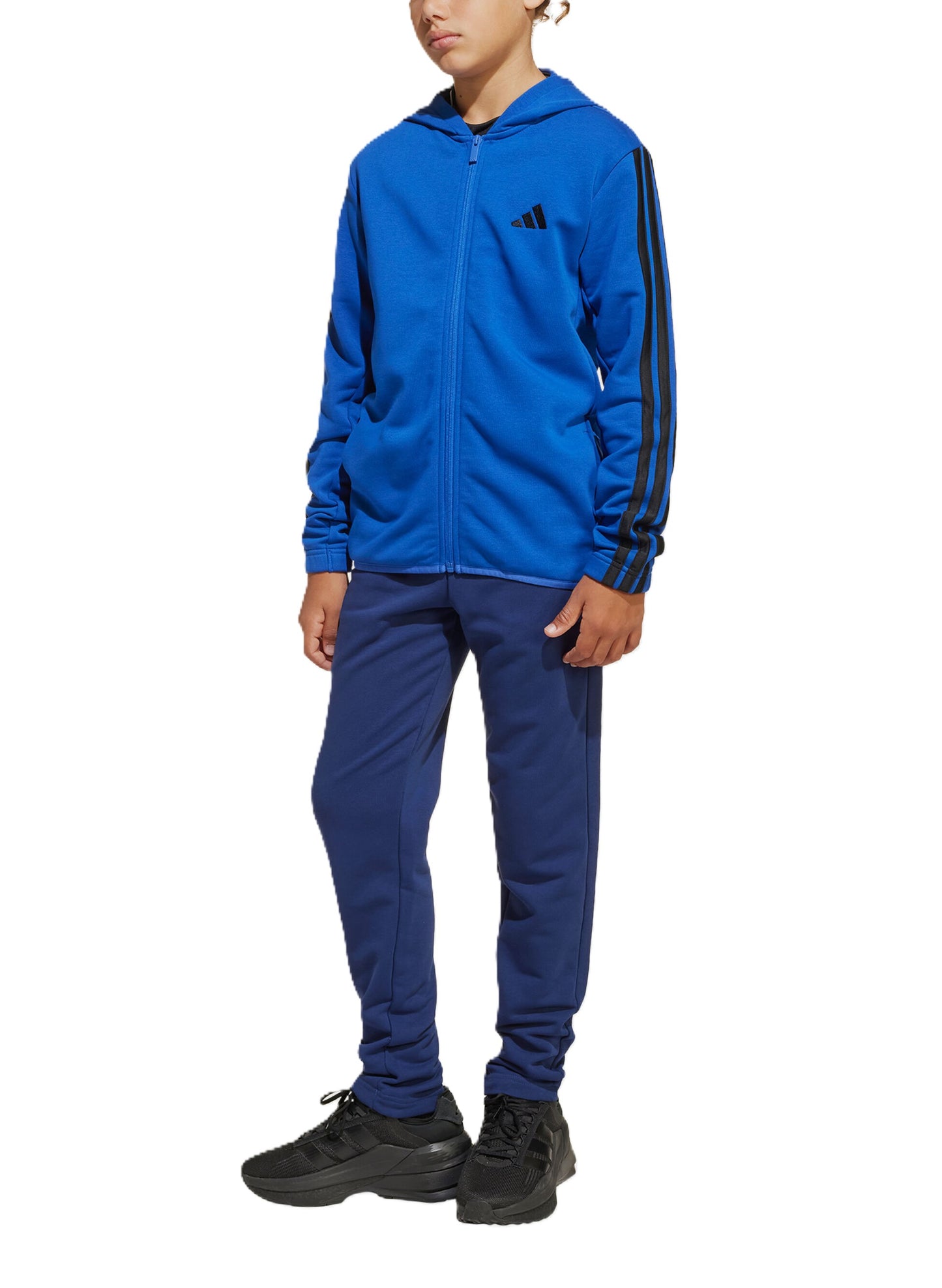 Adidas tuta full zip in french terry triple stripes ragazzo - JE0311