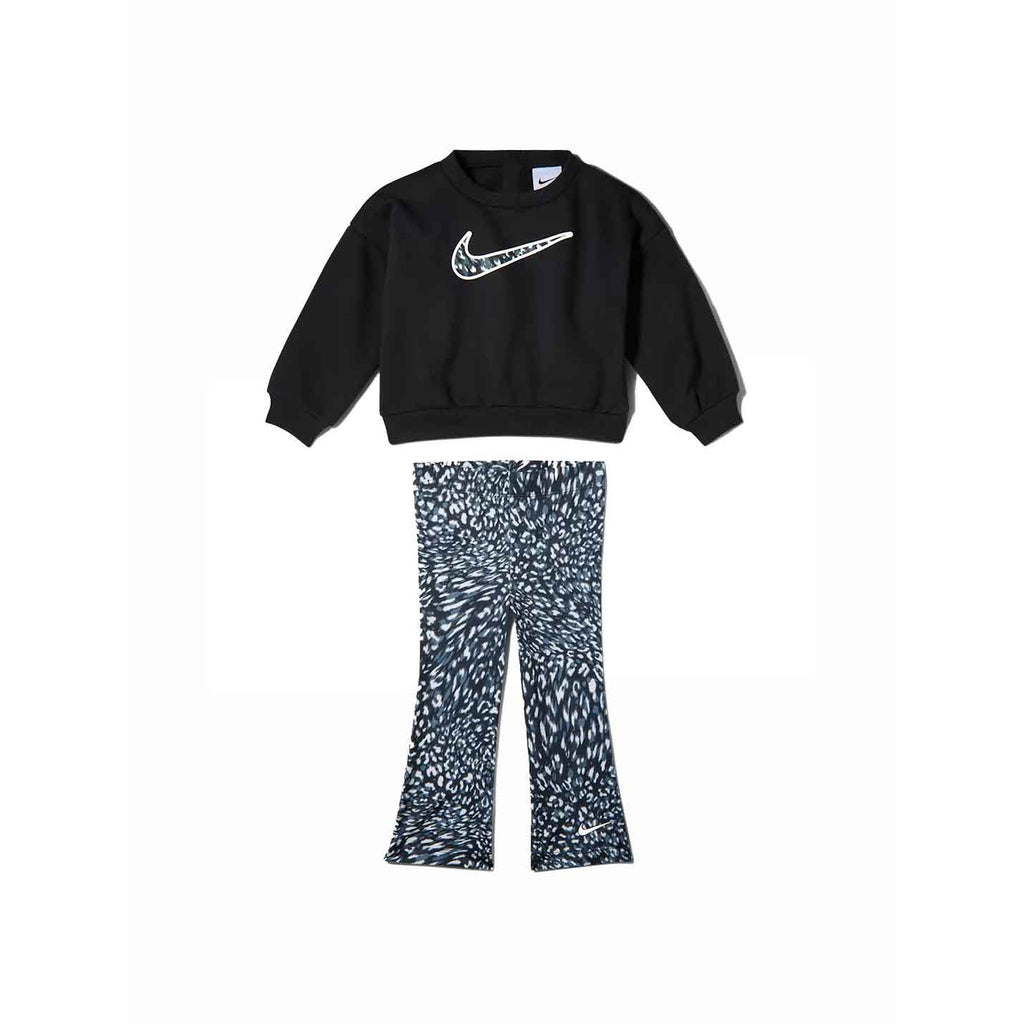 Nike Completo Bambina AOP Crew Legging Set - 36P168 - Black / White - vista 1