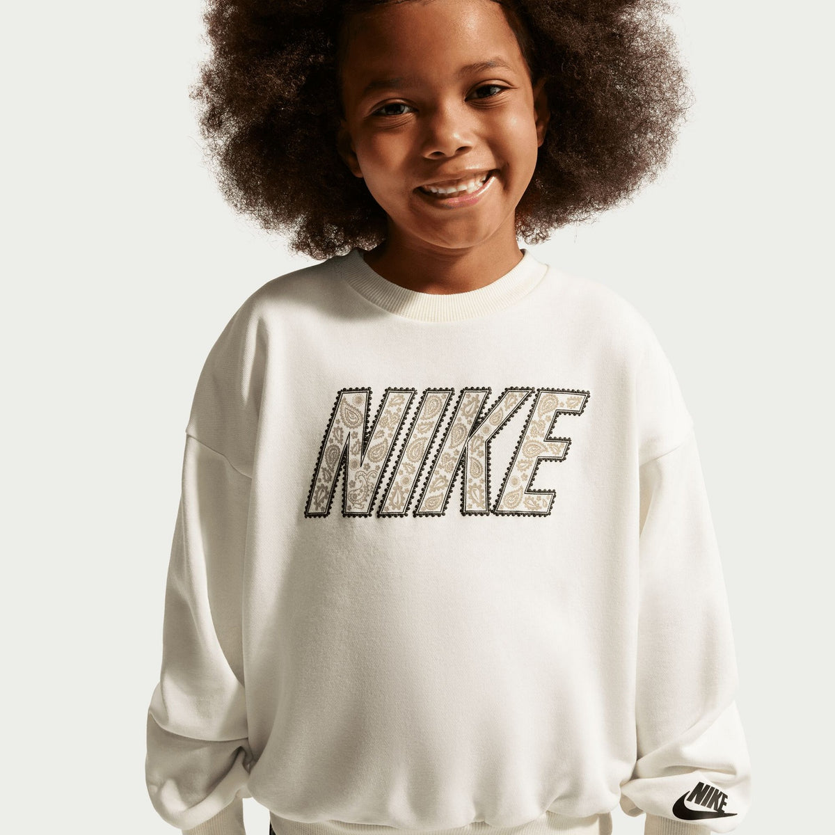 Nike Tuta Bambina Retro French Terry Wide Leg - 36P178 - Black / Sail - vista 3