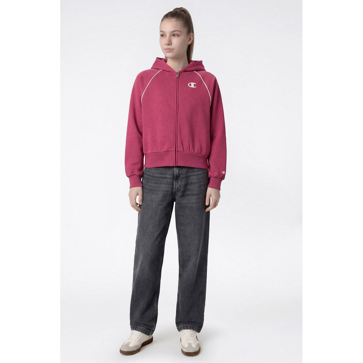 Champion Felpa Bambina Full Zip Hoodie - 405443 - Rosa lampone - vista 2