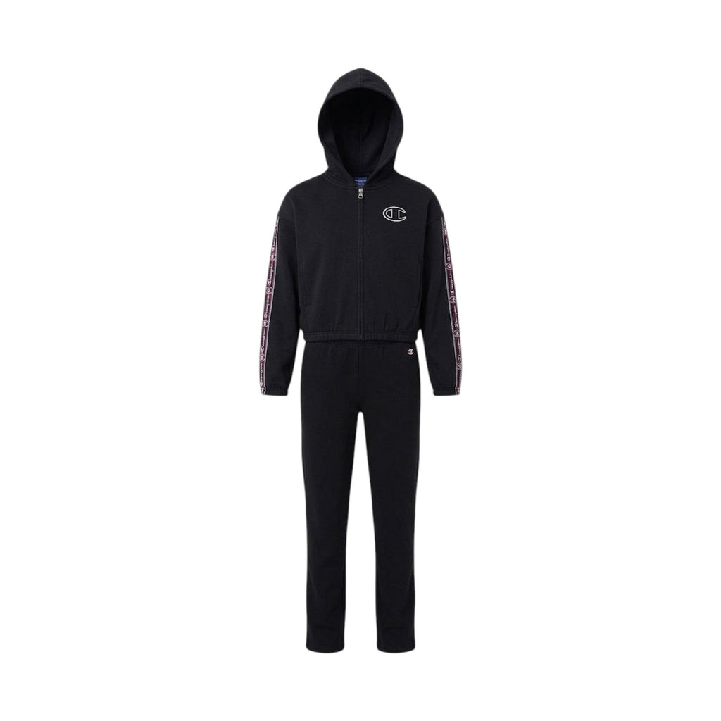 Champion Tuta Bambina Full Zip Hoodie Tape - 405462 - Nero - vista 1