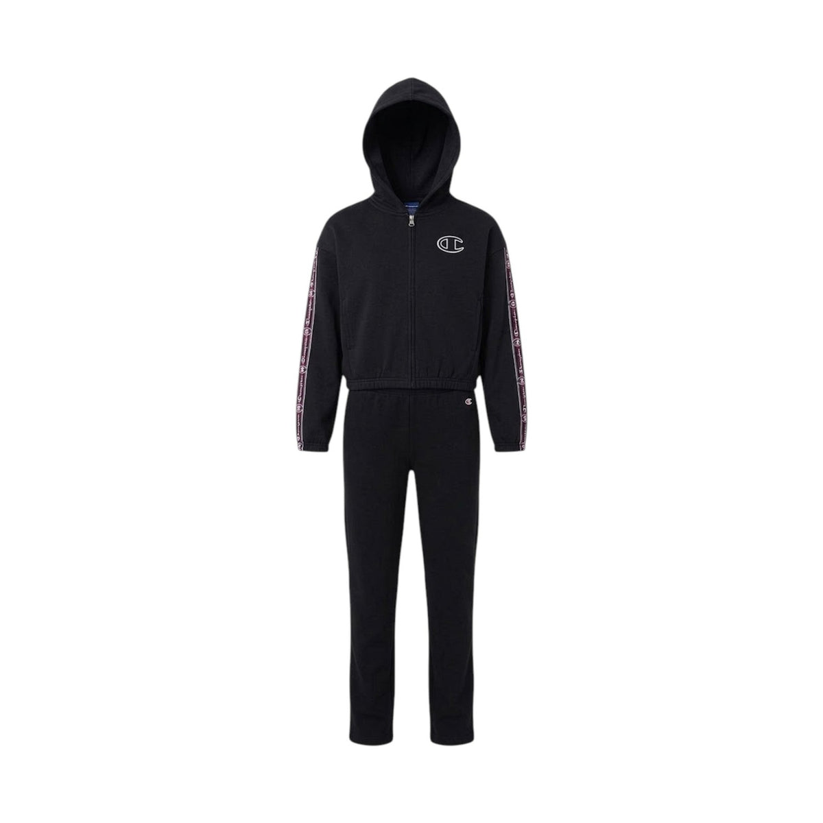 Champion Tuta Bambina Full Zip Hoodie Tape - 405462 - Nero - vista 1