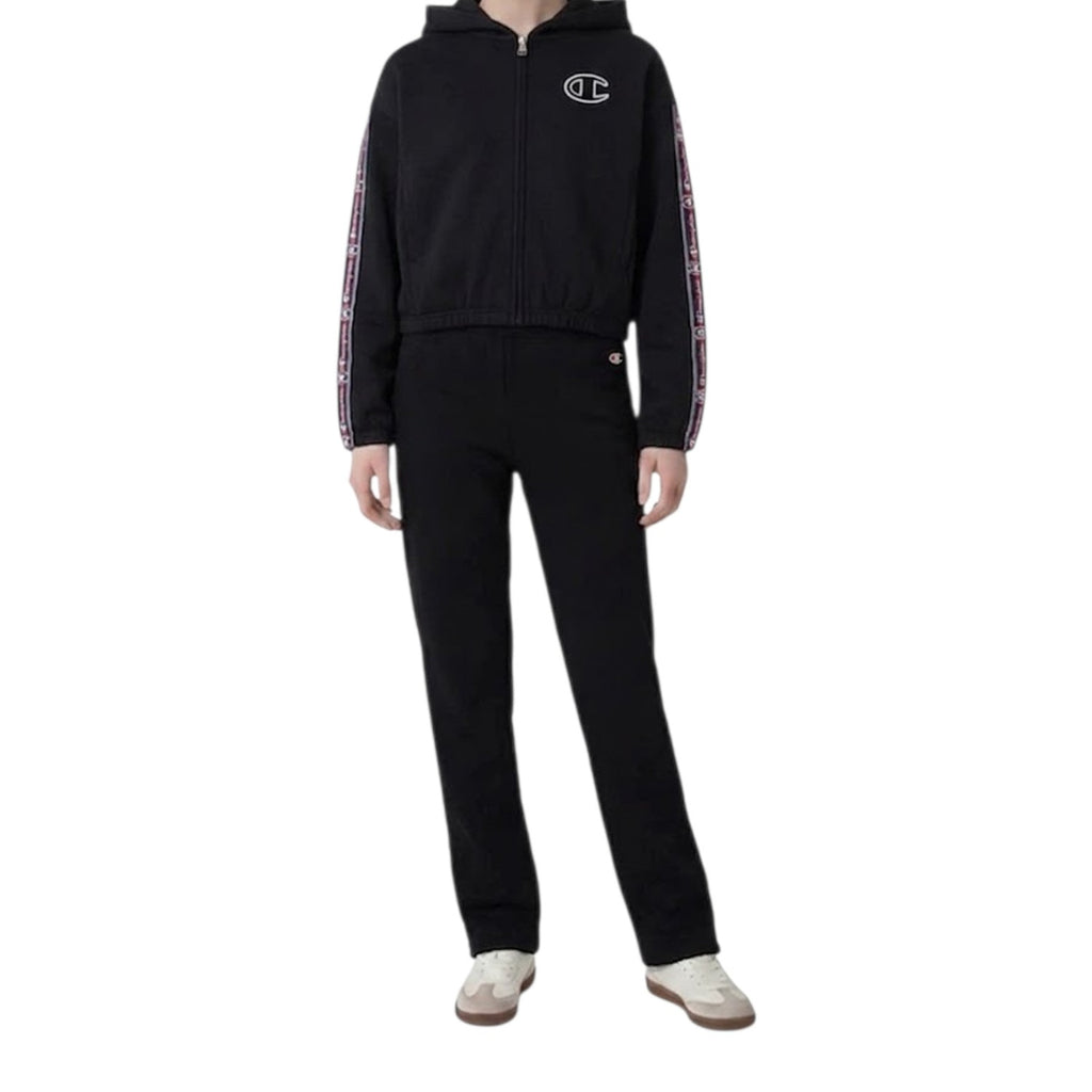 Champion Tuta Bambina Full Zip Hoodie Tape - 405462 - Nero - vista 2