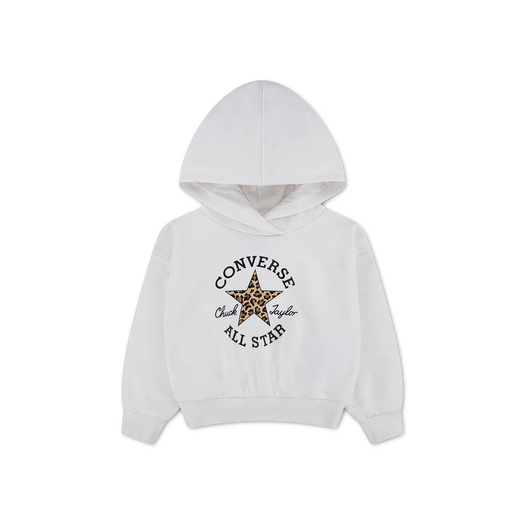 Converse Felpa con Cappuccio Ragazza Relaxed Graphic Hoodie - 4CJ841 - Vintage White Leopard Print - vista 1