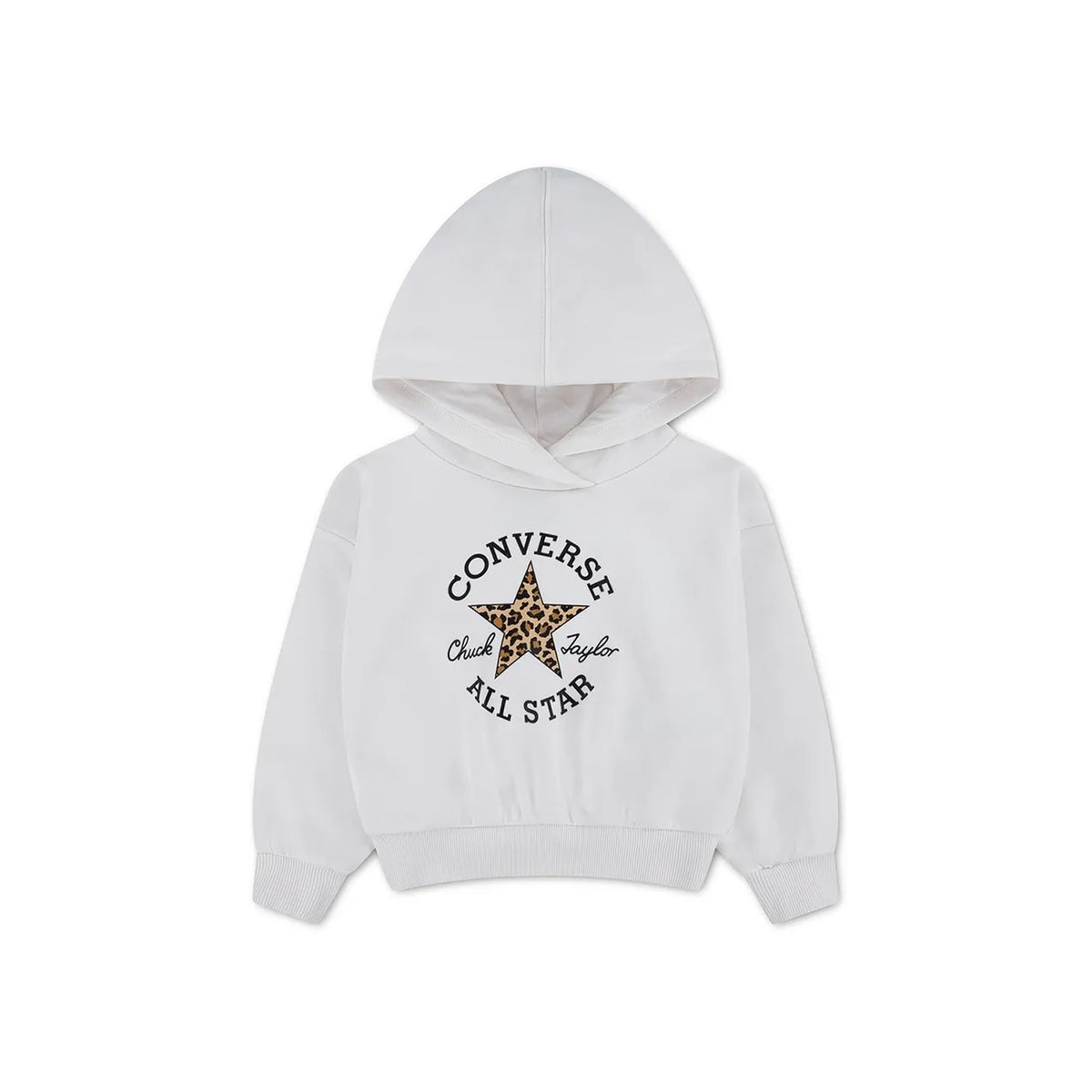 Converse Felpa con Cappuccio Ragazza Relaxed Graphic Hoodie - 4CJ841 - Vintage White Leopard Print - vista 1