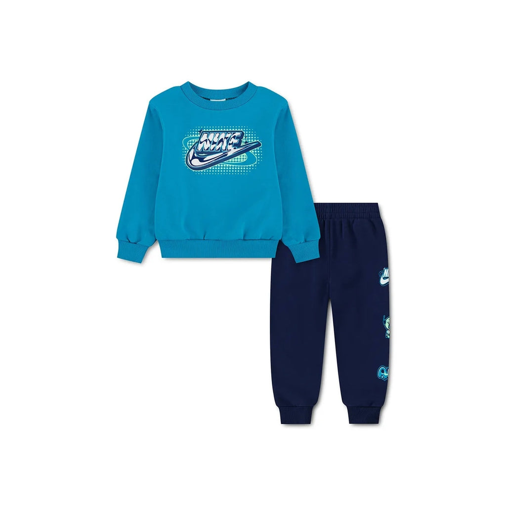 Nike Tuta Bambino Sportswear Brand A Fleece Crew - 86P205 - Midnight Green - vista 1