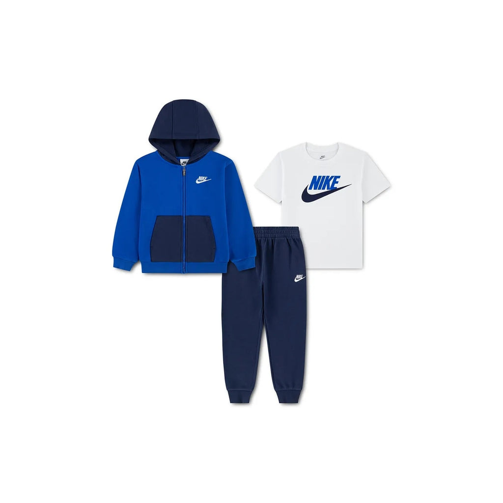Nike Tuta 3 Pezzi Bambino Lifestyle Hoodie Set con T-Shirt - 86P282 - Midnight Royal - vista 1