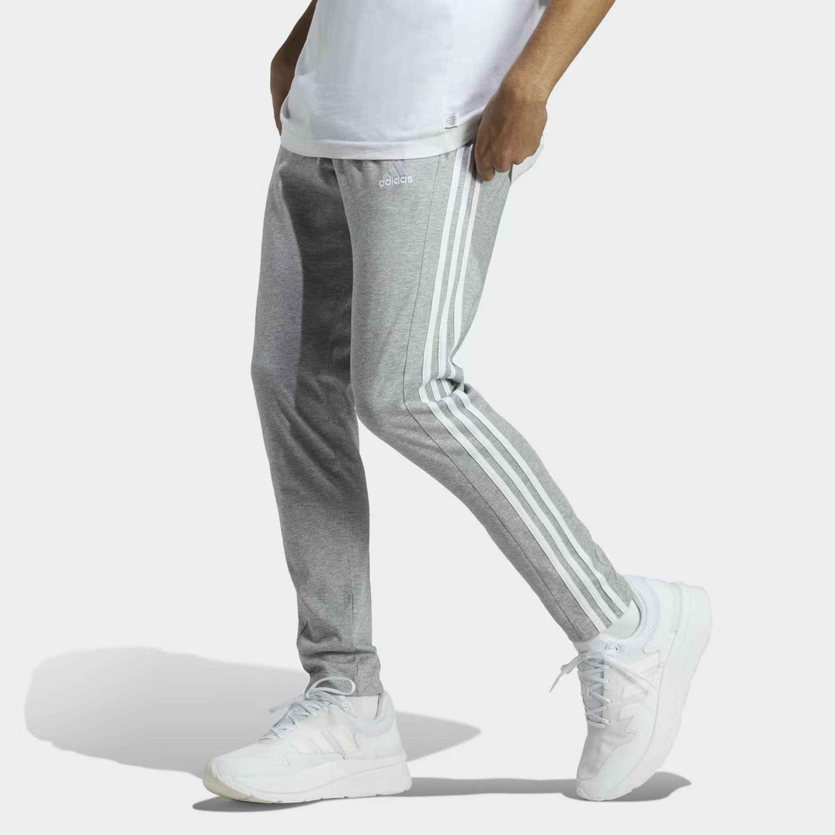 Adidas Pantaloni Jersey Uomo - Essentials Single Jersey 3-Stripes Pants - IC0046 - Spoorty