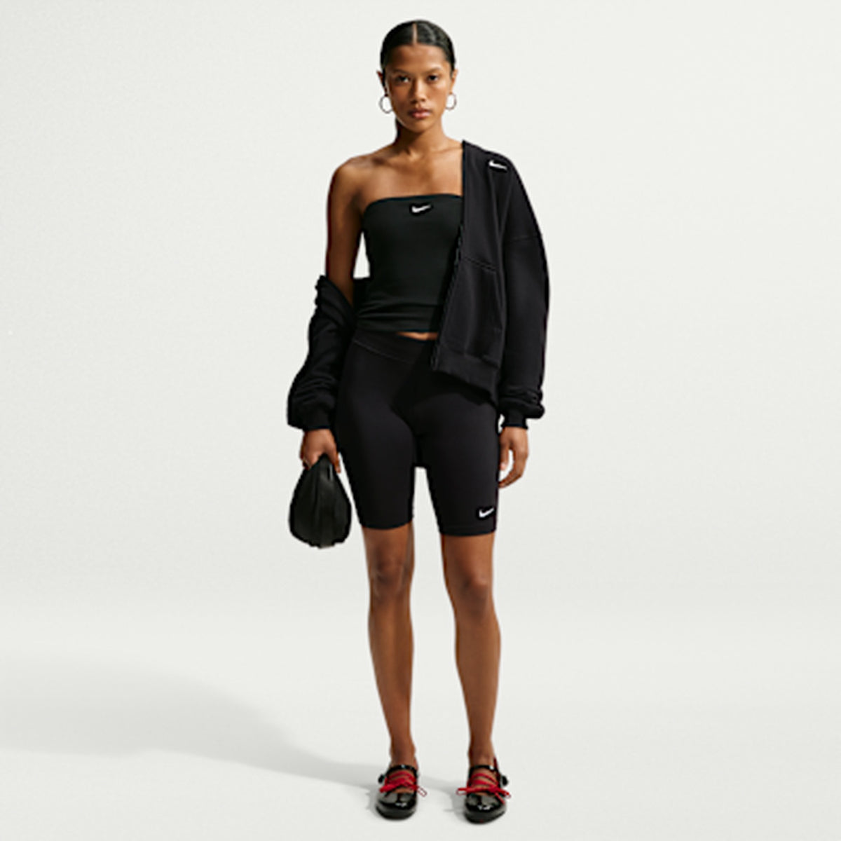 Nike Felpa con Zip e Cappuccio Donna Studio Fleece Medium Weight Oversize - IM8084 - Black - vista 4