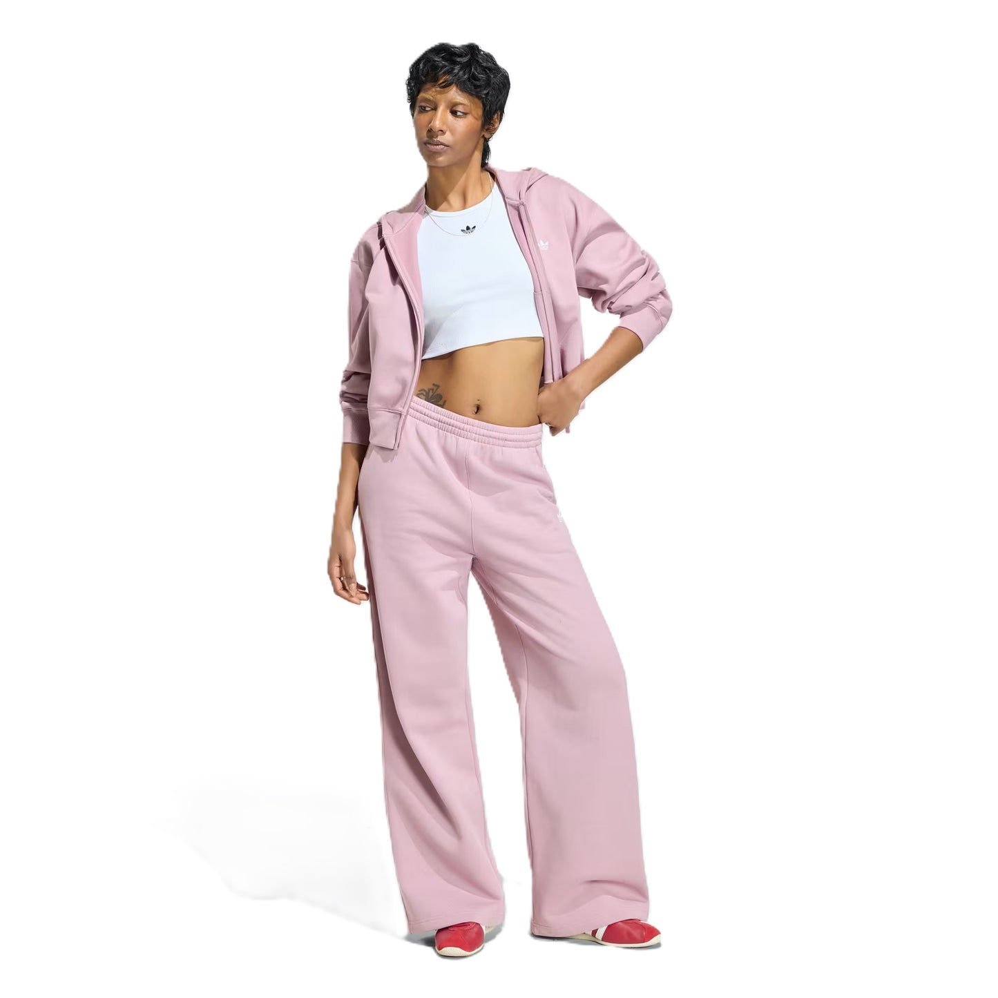 Adidas ESSENTIALS Pantalone Donna a Gamba Larga in Felpa