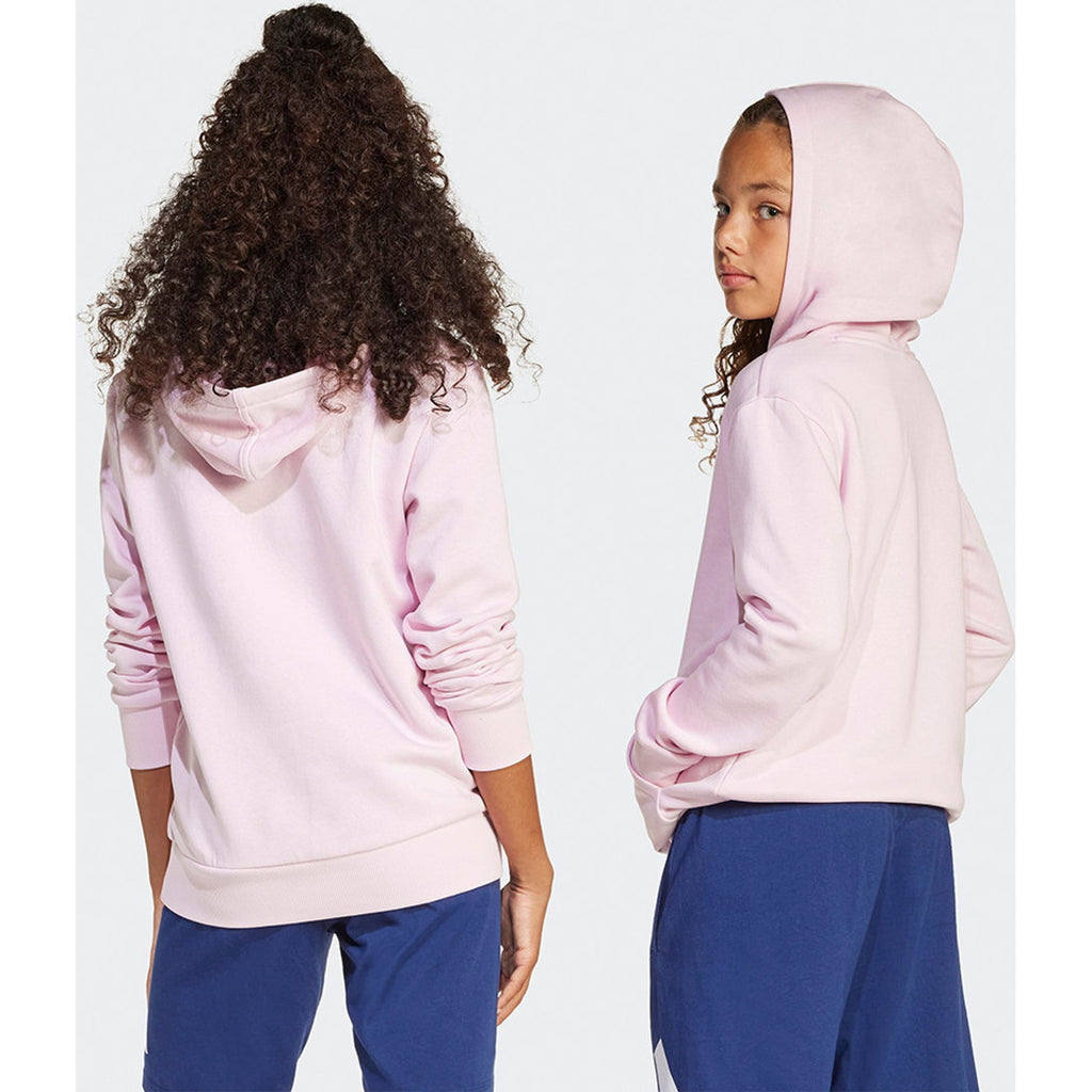 Adidas Felpa con Cappuccio Junior Essentials Small Logo - JC9773 - Rosa chiaro / Bianco - vista 2