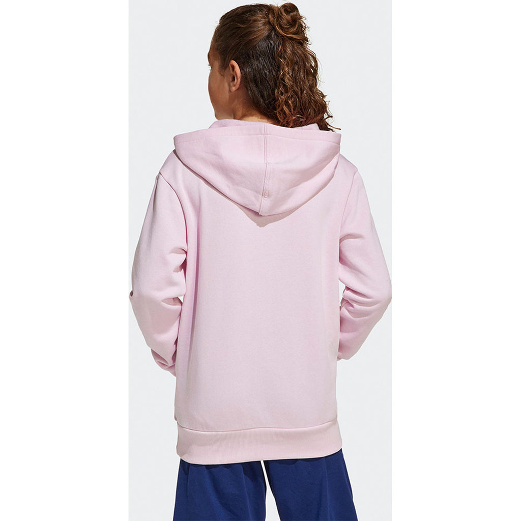 Adidas Felpa con Cappuccio Junior Essentials Small Logo - JC9773 - Rosa chiaro / Bianco - vista 3
