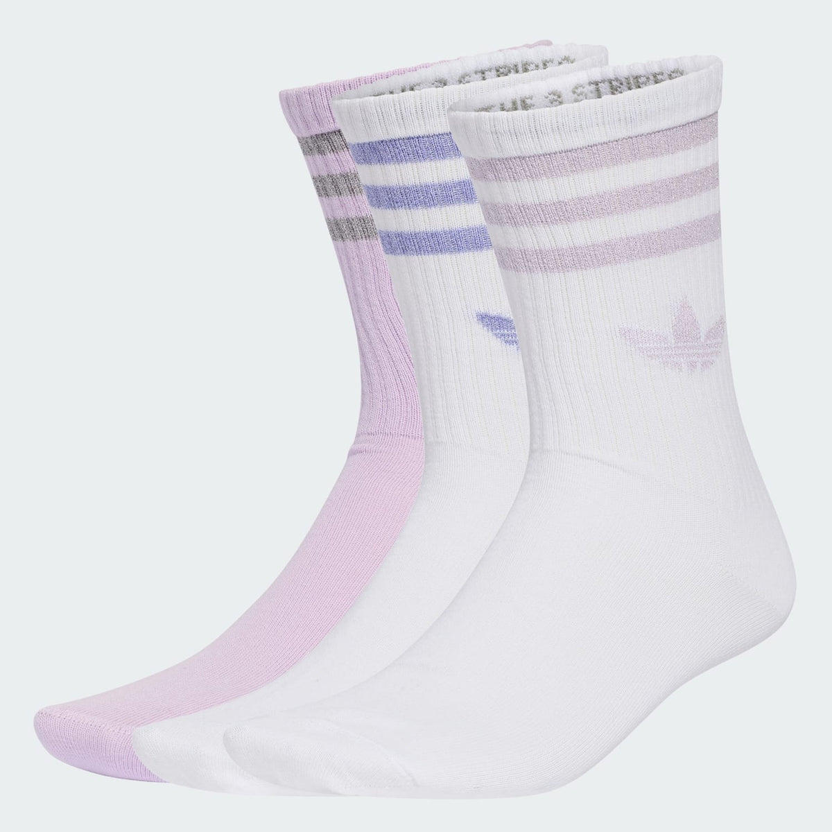 Adidas 3-Stripes Glitter Crew Socks 3 Paia White Ice Lavender
