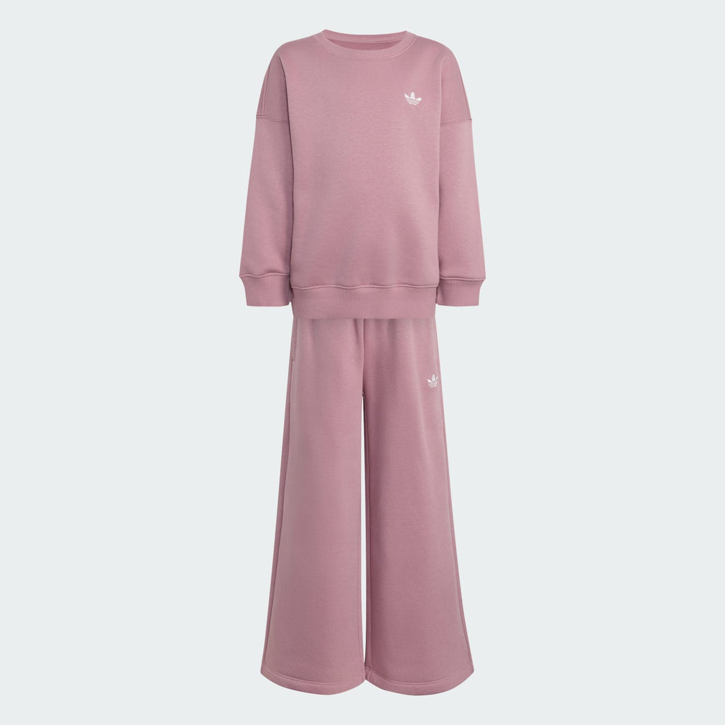 Adidas Loose Crew Top & Wide Leg Pants Set Magic Mauve