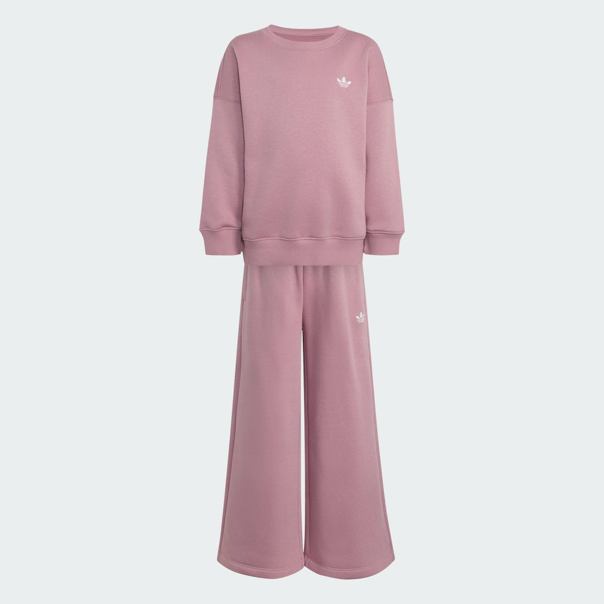Adidas Loose Crew Top & Wide Leg Pants Set Magic Mauve