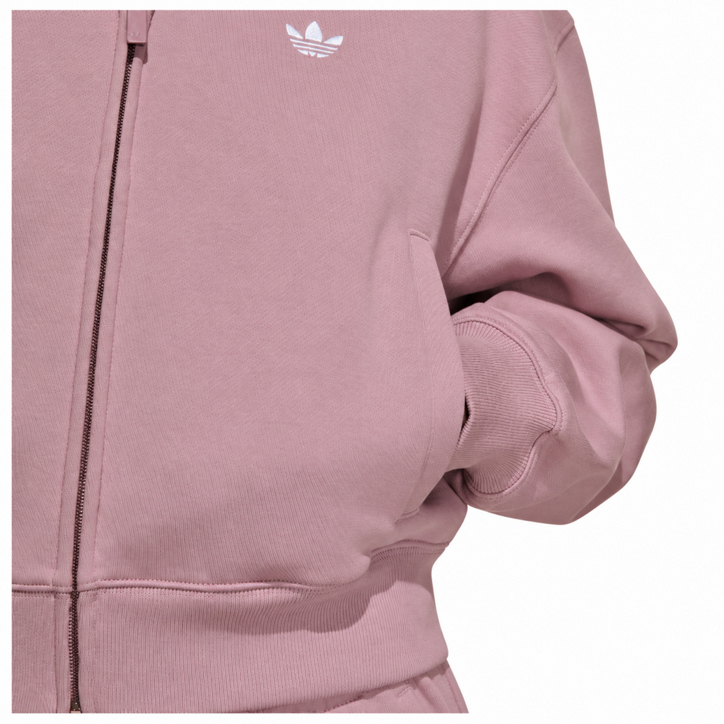 Adidas Essentials Fleece Full-Zip Cropped Hoodie Magic Mauve - dettaglio