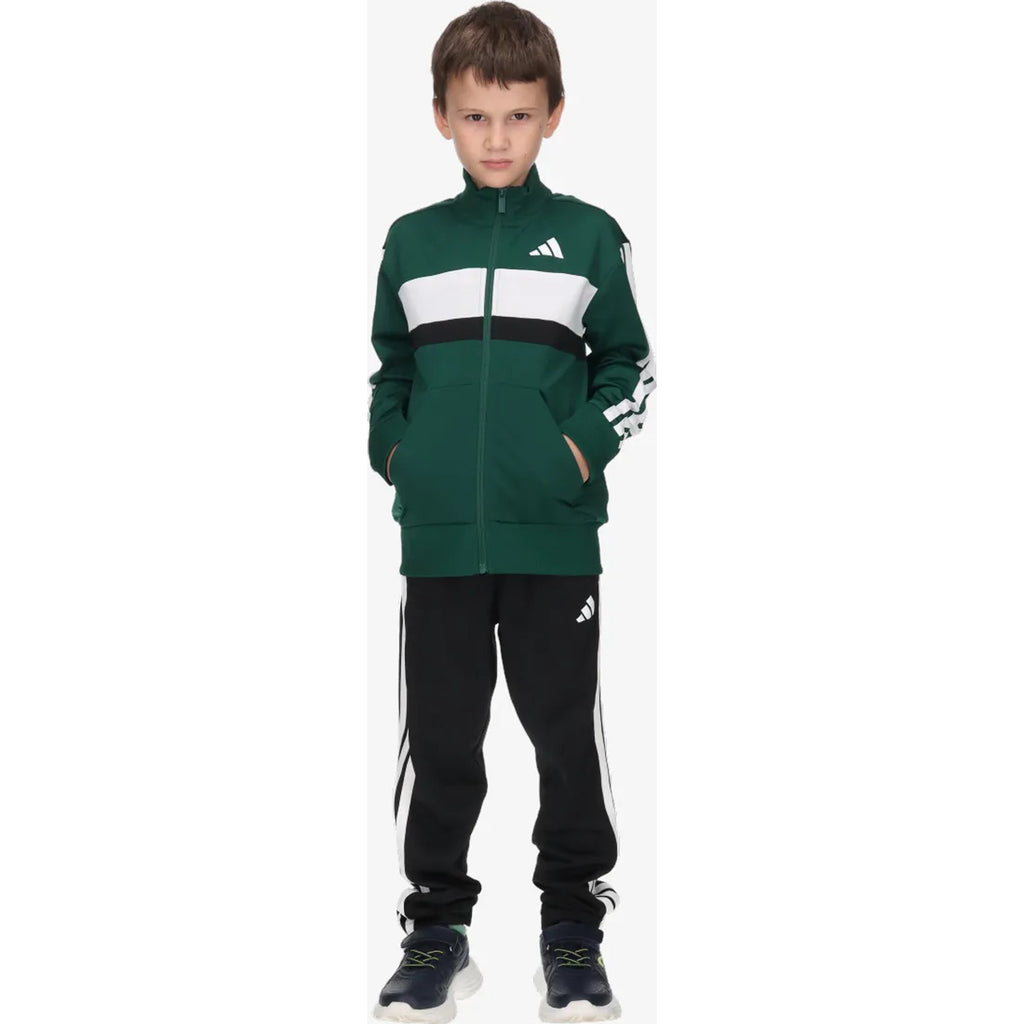 Adidas Tuta Junior Essentials 3-Stripes Tiberio - KZ0100 - Verde / Bianco / Nero - vista 2