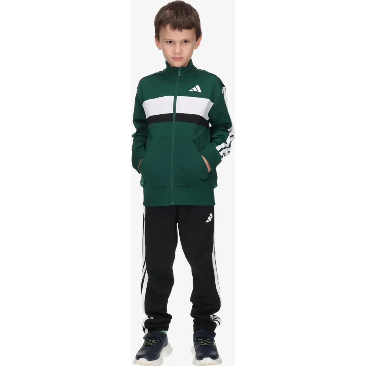 Adidas Tuta Junior Essentials 3-Stripes Tiberio - KZ0100 - Verde / Bianco / Nero - vista 2