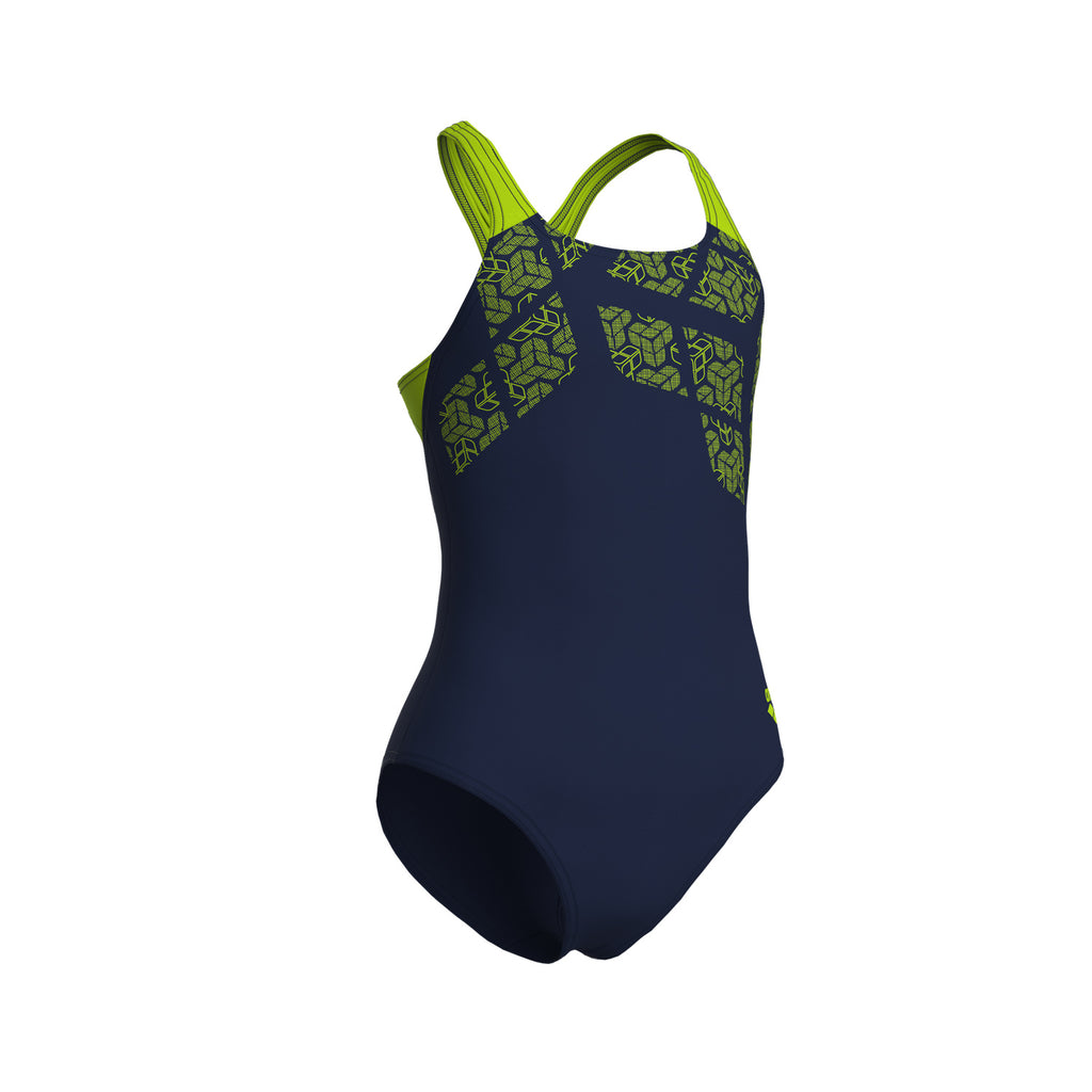 Arena Costume intero Bambina Kikko Swim Pro Back - 002878 - 560 - NAVY-ARTIC LIME - vista posteriore