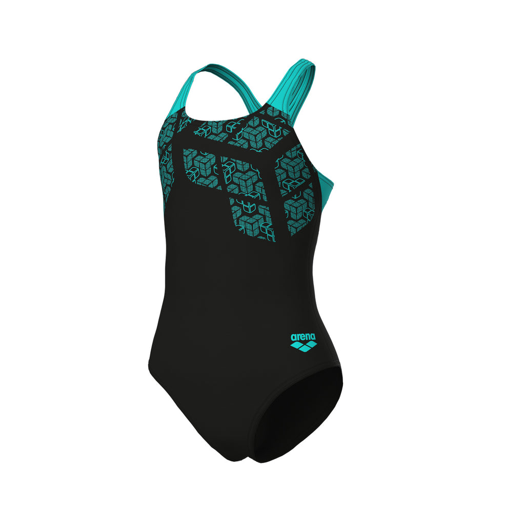 Arena Costume intero Bambina Kikko Swim Pro Back - 002878 - 580 - BLACK-WATER - vista frontale