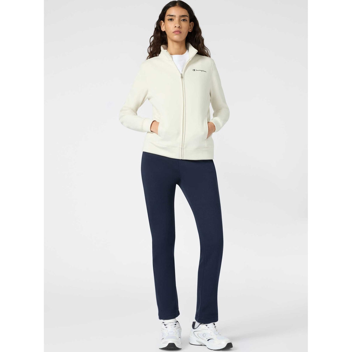 Champion Tuta Donna Full Zip Icons - 118289 - Avorio / Blu navy - vista 1