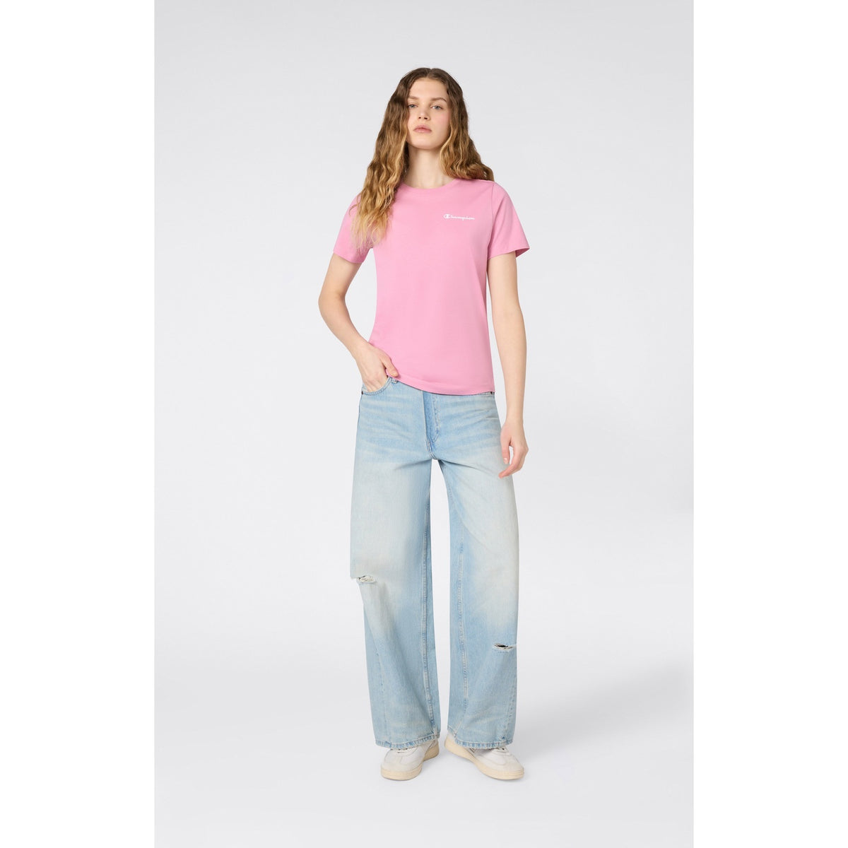 Champion T-shirt Donna Icons Small Script - 118408 - Rosa - vista 2