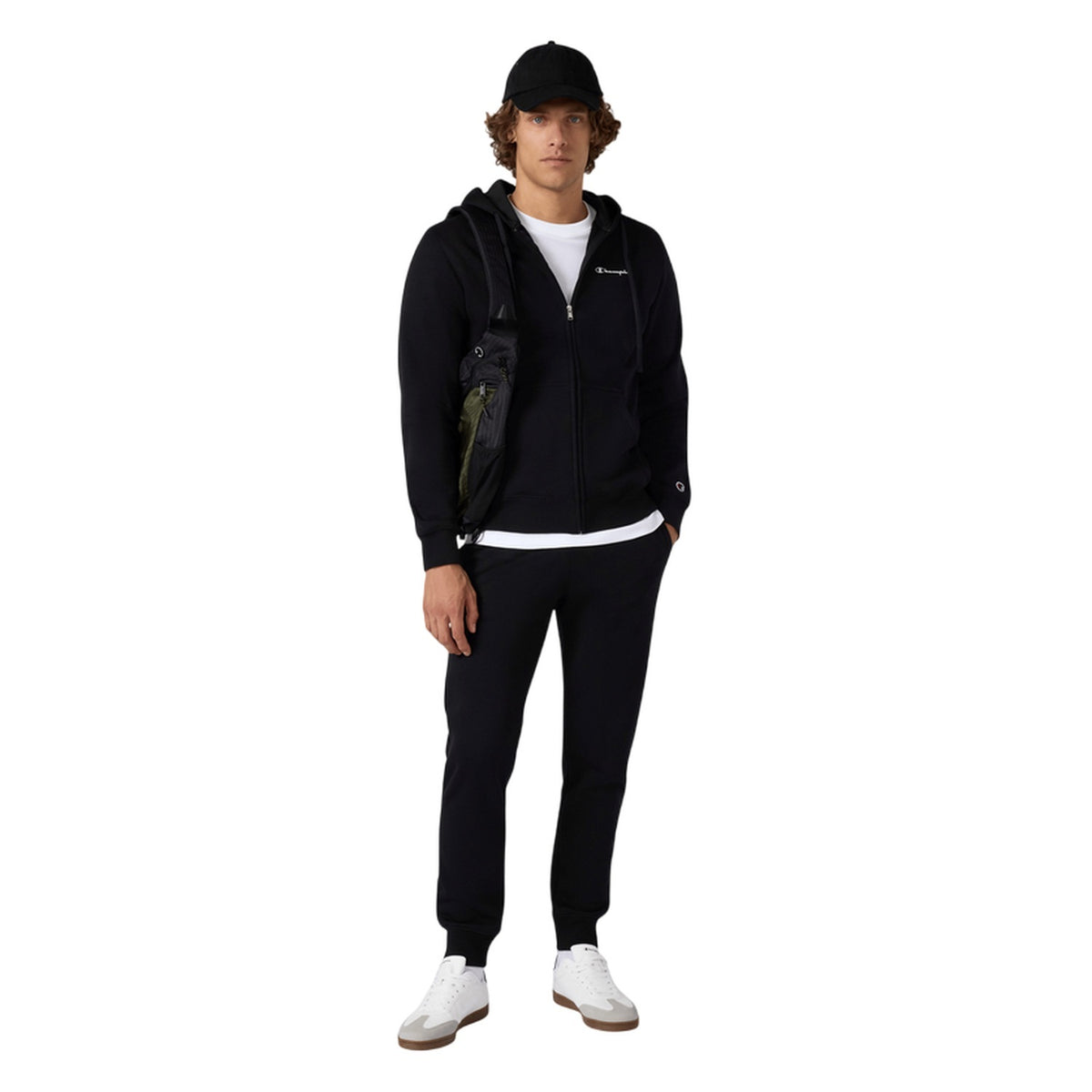 Champion Tuta Uomo Full Zip Hoodie - 221658 - Nero / Grigio melange - vista 1