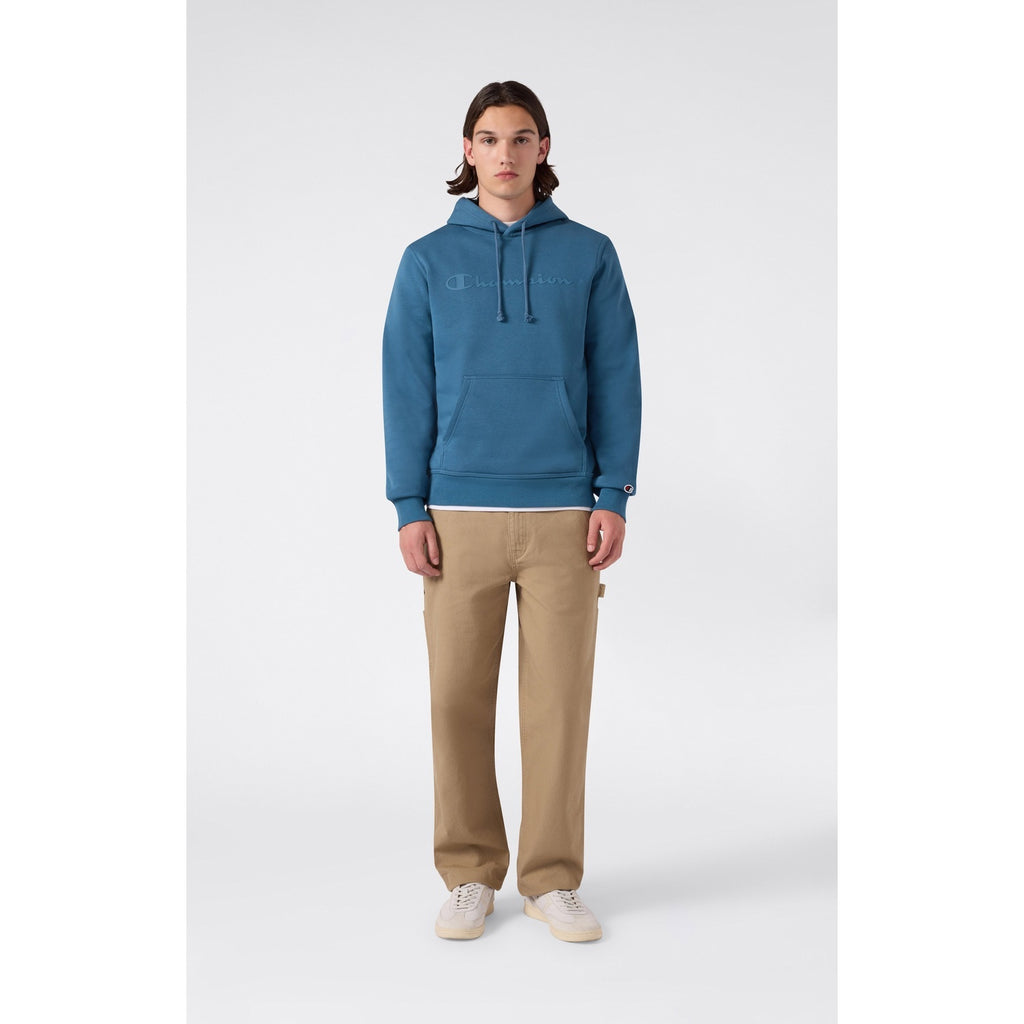 Champion Felpa Uomo Hoodie Script - 222990 - Blu petrolio - vista 2