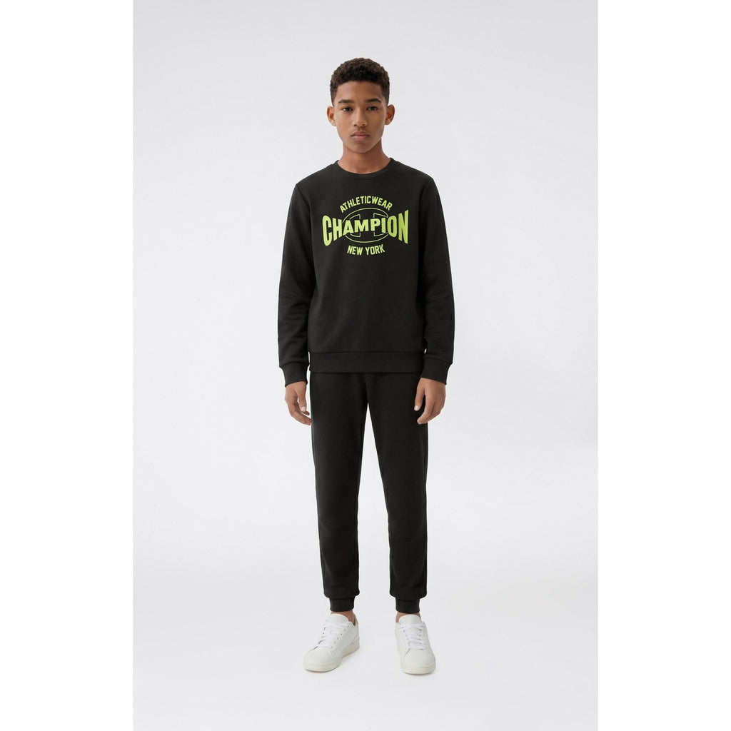 Champion Tuta Bambino Crewneck Graphic - 307263 - Nero - vista 2