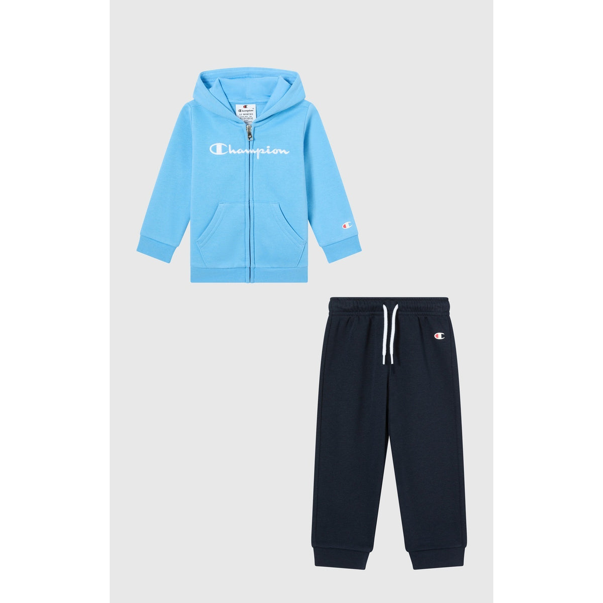 Champion Tuta Neonato Full Zip Hoodie Icons - 307326 - Azzurro / Blu navy - vista 1