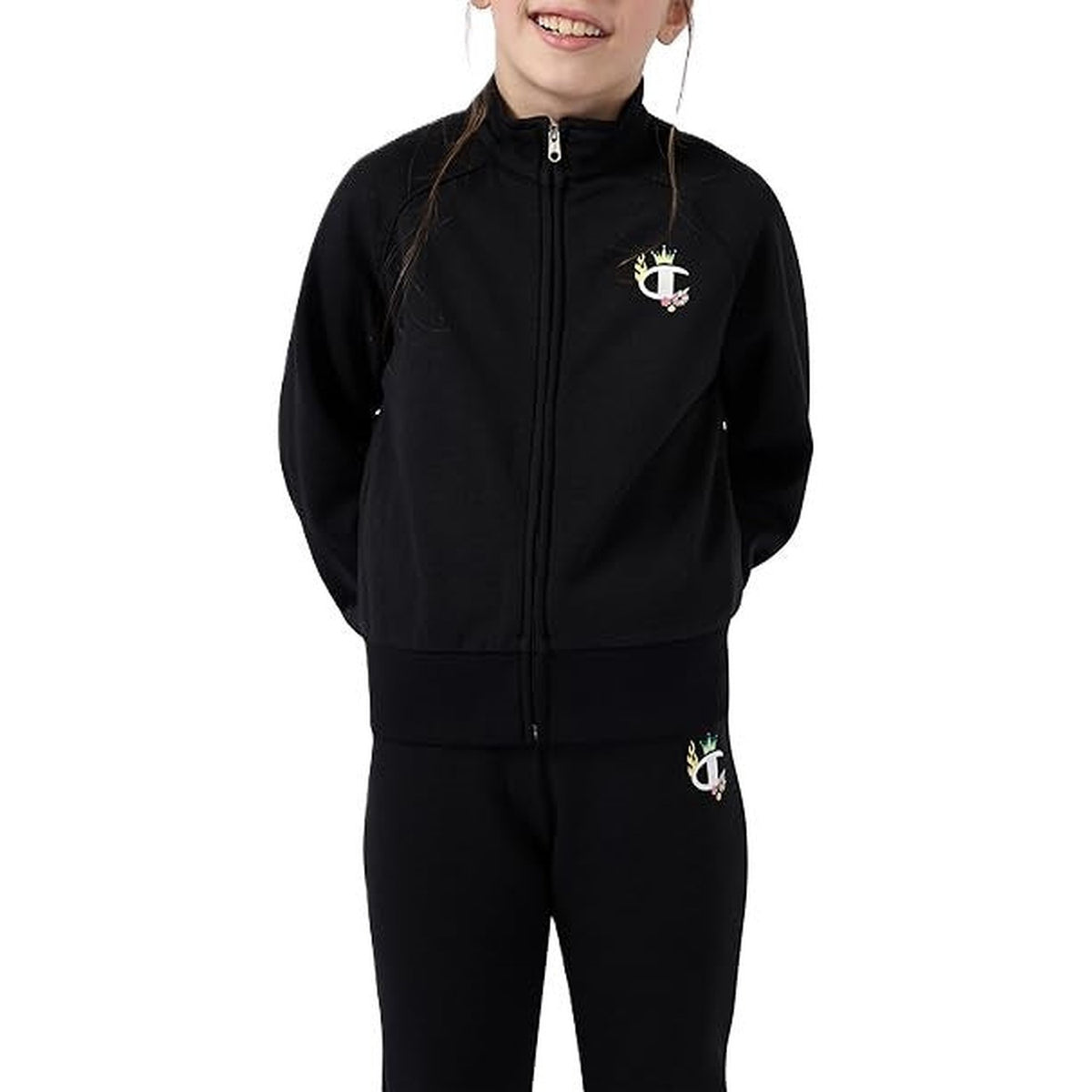 Champion Felpa Bambina Full Zip Graphic - 405220 - Nero - vista 1