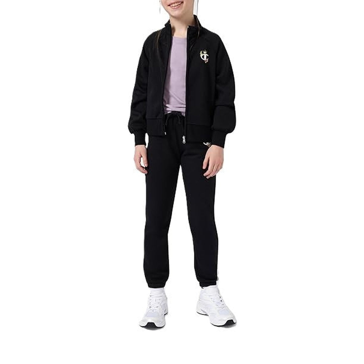 Champion Felpa Bambina Full Zip Graphic - 405220 - Nero - vista 2