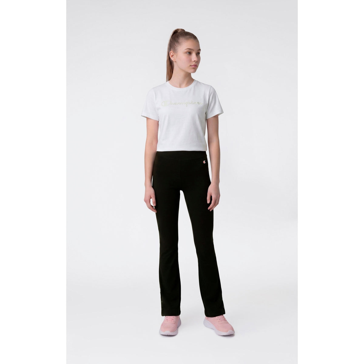 Champion Leggings Bambina Flare Cotton Stretch - 405418 - Nero - vista 2