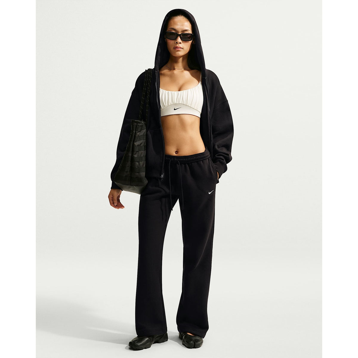 Nike Pantaloni Donna Studio Fleece Medium Weight - IM8078 - 010 - BLACK-SAIL