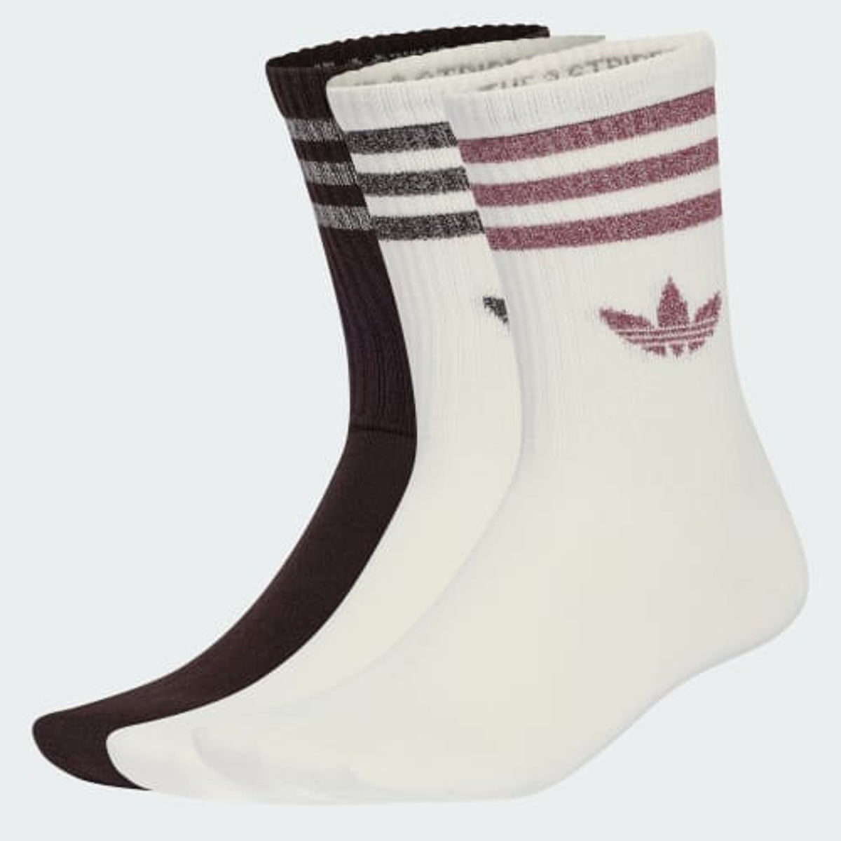 Adidas Calze Unisex 3 Stripes Glitter Crew 3 Paia - KR4214 - OFF WHITE/AURORA COFFEE