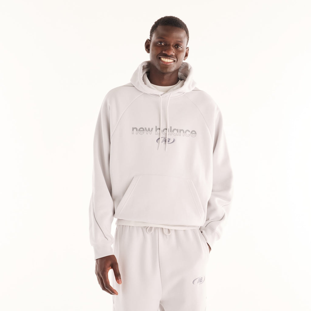 Felpa New Balance Trackside grigia, vista frontale