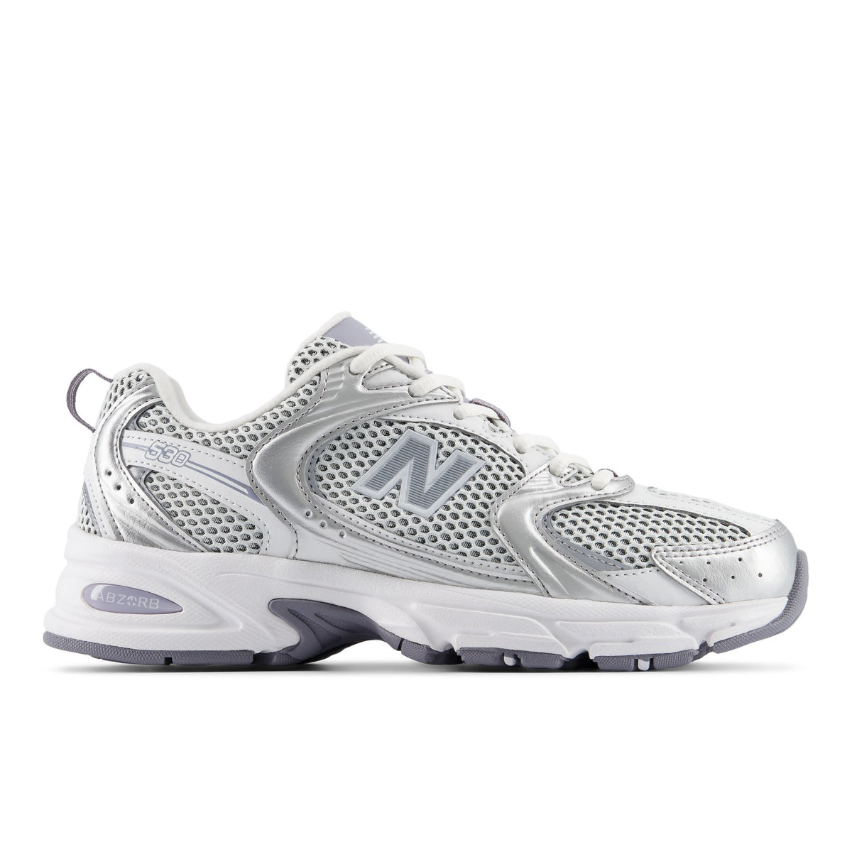 New Balance 530 grigio e argento, vista laterale