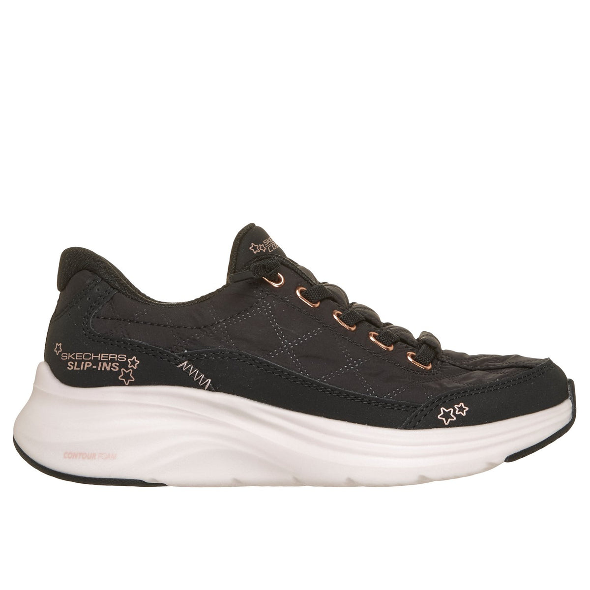 Skechers Slip-ins: Contour Foam - Cozy Fit - 303949L, Black/Rose Gold, vista laterale