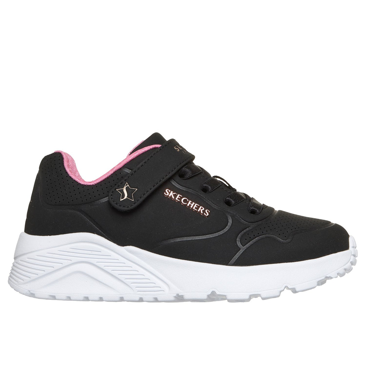 Skechers UNO Lite - Star Icon - 310429L, Black/Rose Gold, vista laterale