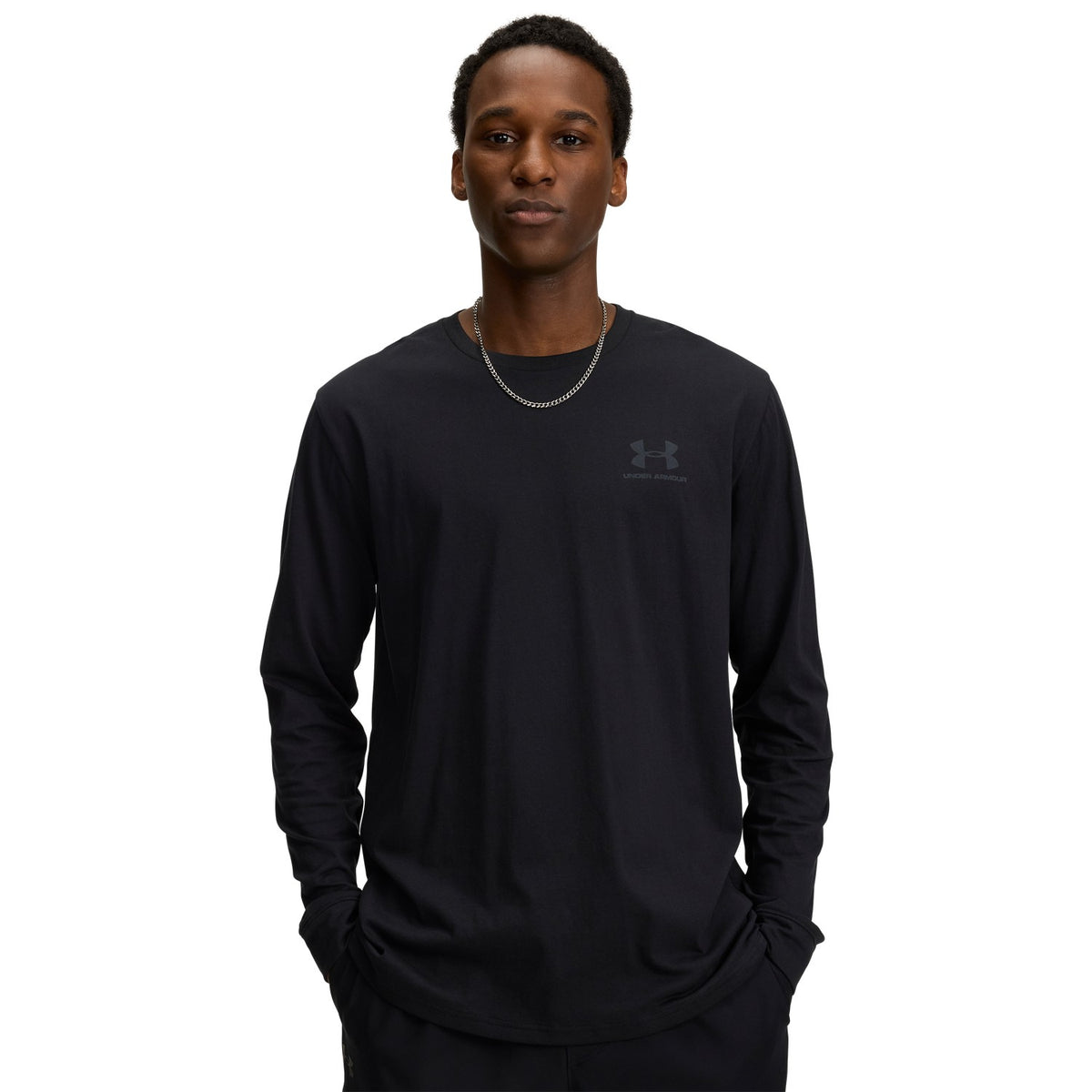 Under Armour Left Chest a Maniche Lunghe 002 - BLACK vista frontale