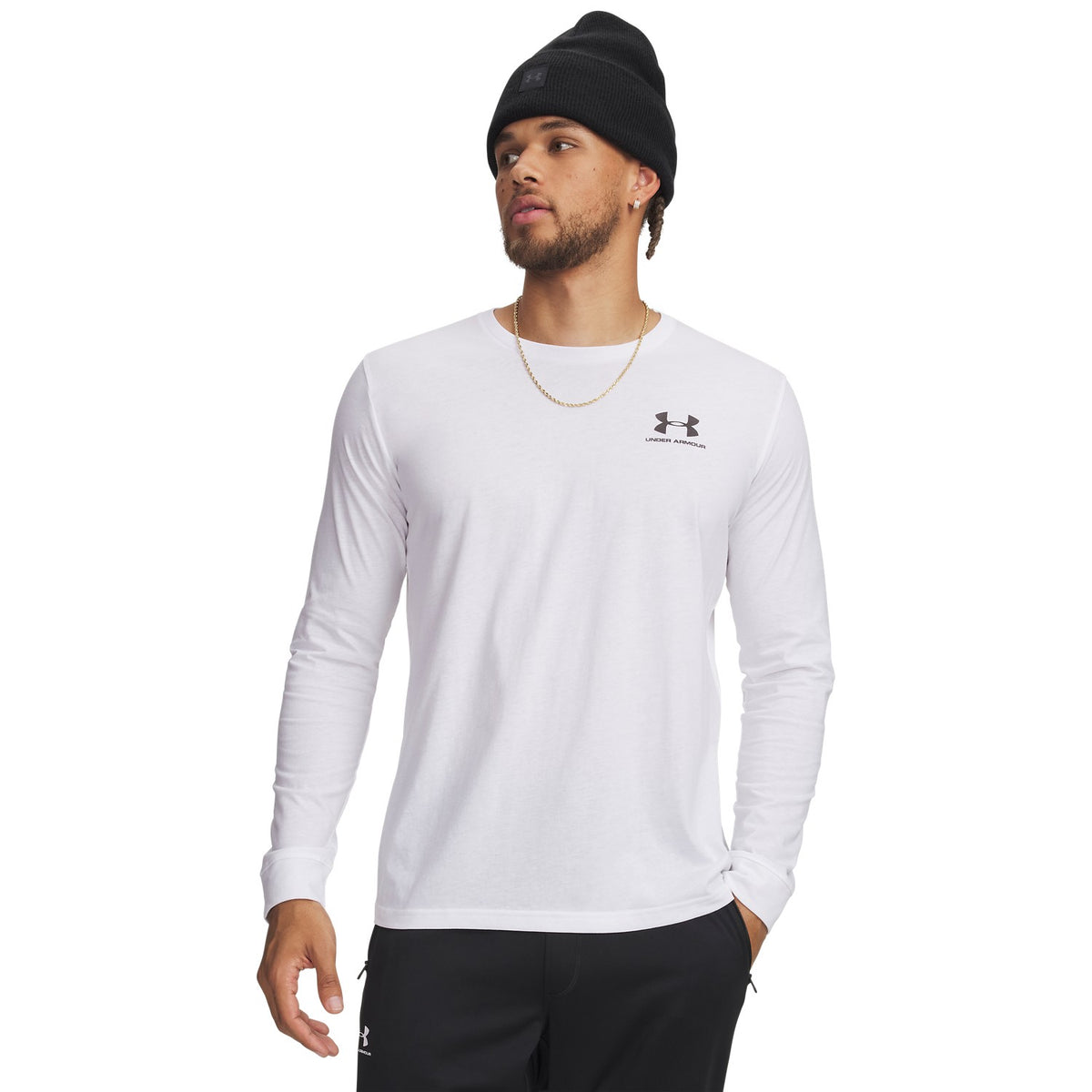 Under Armour Left Chest a Maniche Lunghe 100 - WHITE vista frontale
