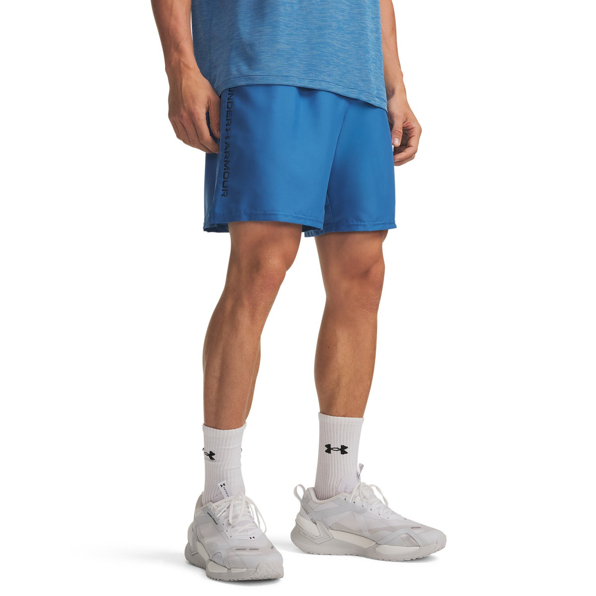 Under Armour Tech Woven Wordmark 8.25" 430 - AEGEAN BLUE vista frontale
