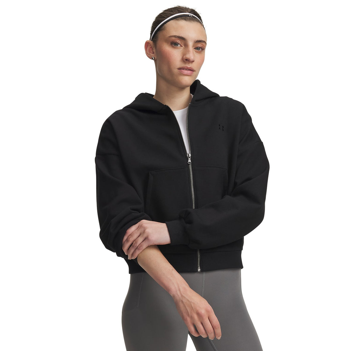 Under Armour Icon Fleece Full-Zip 008 - ULTIMATE BLACK vista frontale